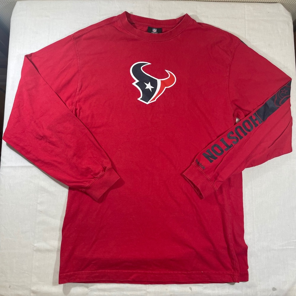 NFL Team Apparel Reebok Houston Texans Long Sleeve Graphic T-Shirt Red Mens L